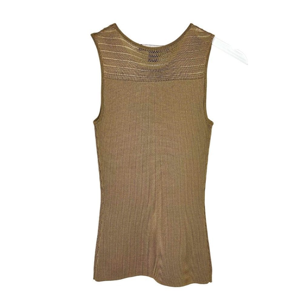 Ralph Lauren Womens Sleeveless Top XS Beige Slinky Tight Knit Soft